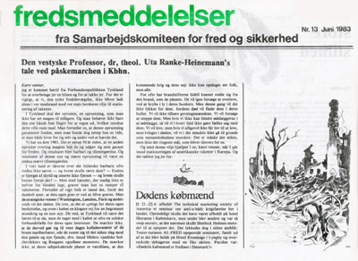 Fredsmeddelelser fra Samarbejdskomiteen for fred og sikkerhed, 1983:13